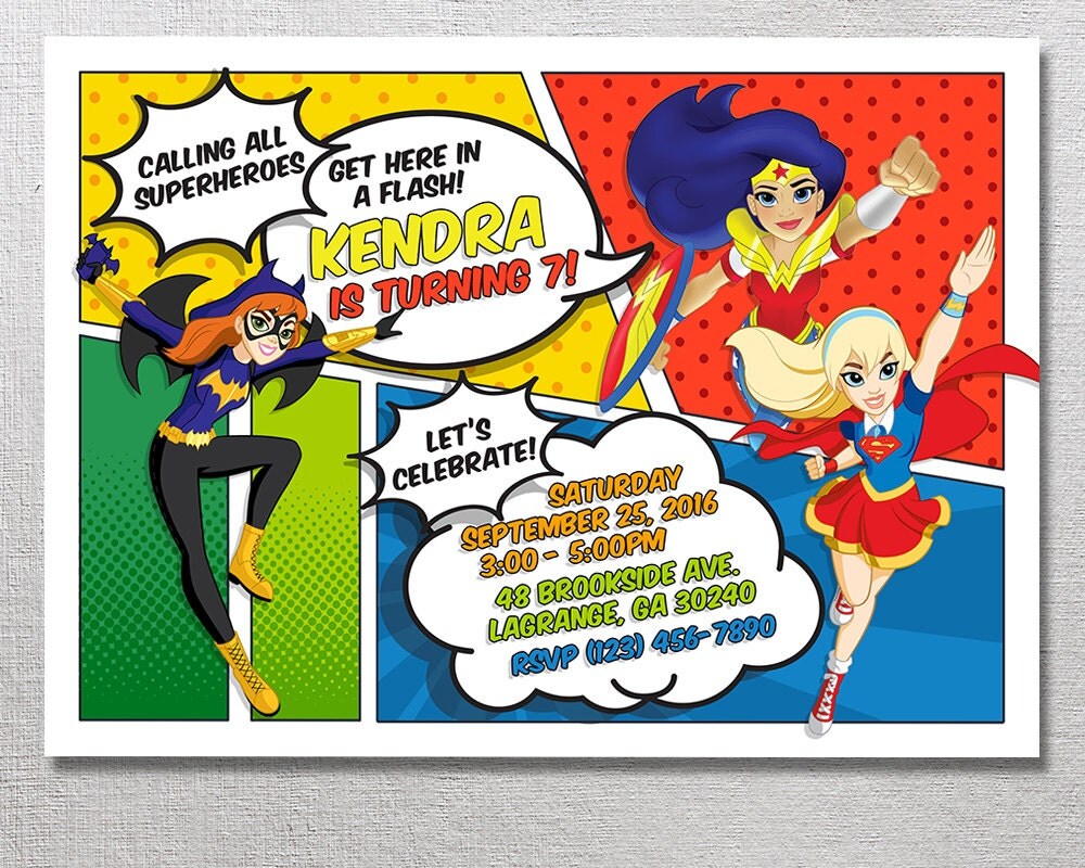 Dc Superhero Girls Invitation Dc Superhero Girls Birthday Dc