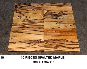 Lot 10 Spalted Maple Thin Wood 10 Pieces Knife Making Wood Wooden Jewelry Blanks Wooden Boxes Inlays Thin Lumber Thin Maple Boards