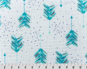 Shannon Embrace Double Gauze, Arrow Double Gauze, Aim High Teal Embrace Double Gauze, Girl or Boy Double Gauze Fabric, Fabric by the Yard