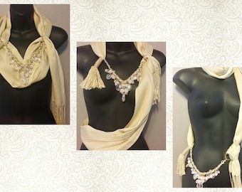 IVORY Scarf Wrap Necklace - Scarves - Wrap - Handmade - Fashion