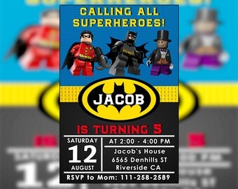 Batman Lego Invitation,Batman Lego Party,Batman Lego Birthday,Batman Lego Invite,Bantan Lego Party Invitation,Batman Lego Birthday Party