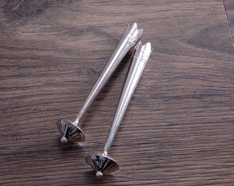 One Pair Sterling Silver Bolo Tie Tips with 12mm Fluted Bead DB2E