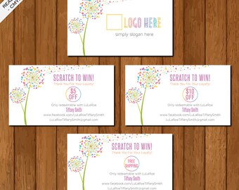 LLR Scratch Off Card, Scratch to Win, Home Office Approved, Dandelion, Printable Card, Marketing, Fashion Consultant Retailer 01