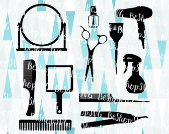 Hairdresser SVG, Hairdresser bundle SVG, Hairdryer SVG, Scissor Svg, Mirror Svg, Brush Svg, Instant download, Eps - Dxf - Png - Svg
