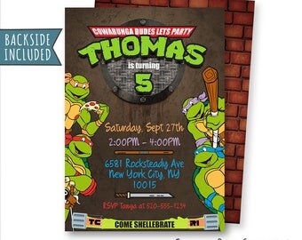 TMNT Invitation, Teenage Mutant Ninja Turtles Invitation, TMNT Birthday Invitation, Leonardo, TMNT Party, Personalized, Printables, Digital