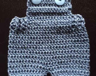 Crocheted Overall Shorts for Newborn