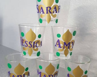 mardi gras shot glasses