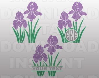 Iris Flower SVG File,Floral SVG,Gardening SVG File -Personal & Commercial Use- cricut svg,silhouette svg,svg cuts,vector svg,vinyl files