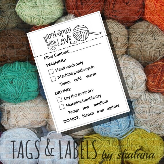 Fiber Content Care Instructions Printable PDF Cards for