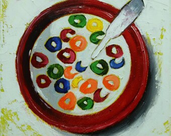 Cereal 25 still life painting 12x12 inch original oil painting by Roz