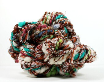 jolly .. art yarn, hand spun yarn, handspun art yarn, wool yarn, boucle yarn, bulky yarn, handspun wool yarn .. wild 4
