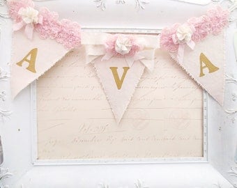 Custom Name Banner, 1st Birthday Banner, Pink and Gold Birthday, Birthday Party Decor, Girl Nursery Decor, Baby Shower Decor, Bridal Shower