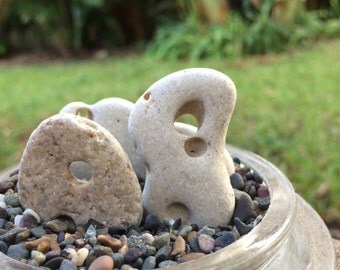 10 BEACH TREASURES...jewelry making supplies,natural hag stones wishes good fortune,holey stones rock Christmas gift stocking,guy gift
