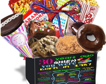 30th Birthday for her ,1987 30th Birthday Gift ,Gourmet Fresh Snacks Made in our Bakery!!! Chalkboard