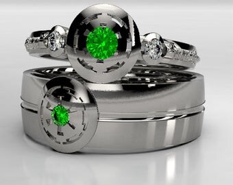 palladium star wars empirial emerald wedding ring set matching wedding ring set in silver gold or palladium darth vader size 10 ring - Star Wars Wedding Ring palladium star wars empirial emerald wedding ring set matching wedding ring set in silver gold or palladium darth vader size 10 ring - Star Wars Wedding Ring
