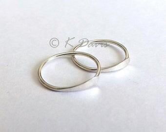 Sterling Silver Hoop Earrings, Sleeper Earring, Eco Friendly Endless Hoops, Minimal Open Hoop Jewelry gift, Choose your size Single or Pair