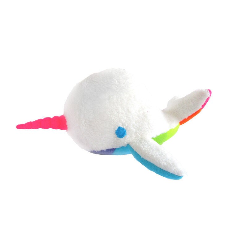 narwhal plush toy Joy White and Rainbow mustache soft fluffy