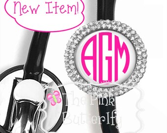 Stethoscope ID Tag- Circle Monogram