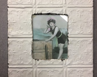 TIN CEILING White Picture Frame 8x10 Shabby Recycled chic 550-16