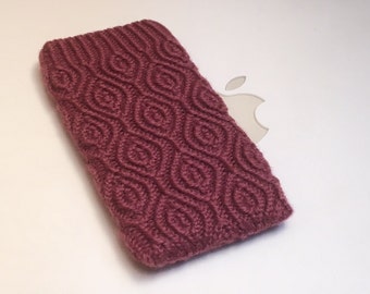 iPhone 5 iTouch 5 Case Cover Hand Knit in Wool - Original Rose Almondine Design