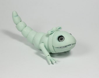 Mormoloc, artist BJD animal creature, handcast resin, ball jointed doll pet, light green, full set with Face-up