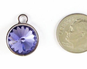 December Birthstone Charm-TANZANITE Swarovski Rivoli Crystal 14x18mm (1)