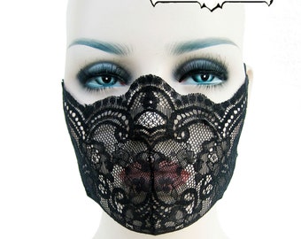 black lace, mask, fetish, lingerie, fantasy, cos play, medical fetish, play wear, burlesque, dust mask: Renegade Icon Designs