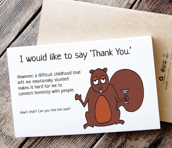 Funny Printable Thank You Card Squirrel Grapples with
