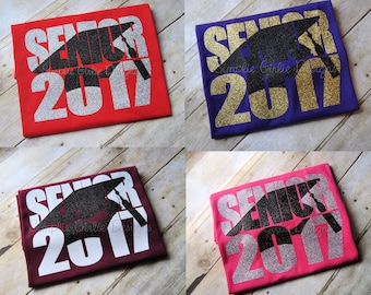 Senior shirt. Senior 2018. Graduation cap. Custom made in colors of your choice. Adult sizes S to 5XL