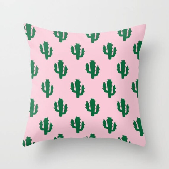 Green & Pink Cactus Pattern Pillow | Throw Pillow | Pillow Case | Pillow Cover | Office Decor | Home Decor | Statement Pillow