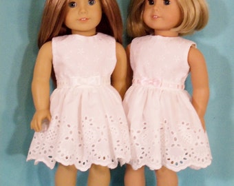 18 inch Doll White Eyelet Party Dress and Shoes