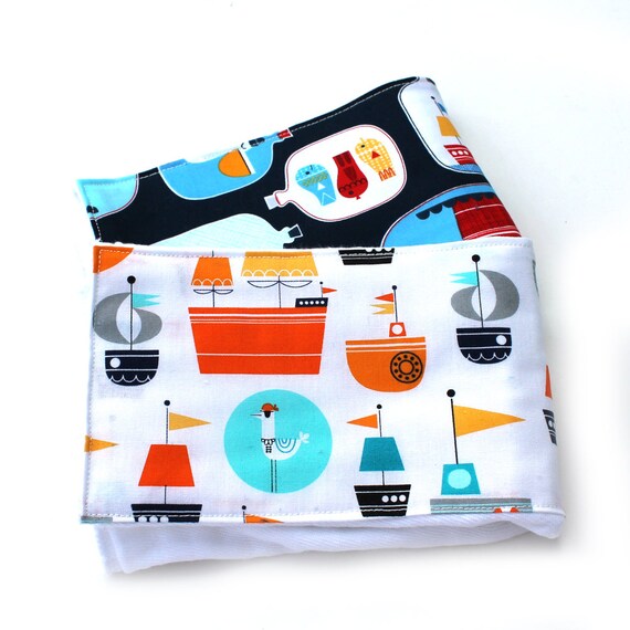 Burp Cloths - Boats Burp Cloth 2 - Nautical Burp Cloth // Cotton Burp Cloth // Baby Shower Gift // Gift For Baby // New Baby Gift