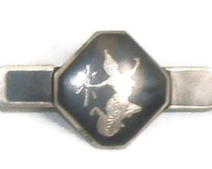 Siam Sterling Niello Enamel Tie Clasp Tie Bar Goddess Mekkala Vintage