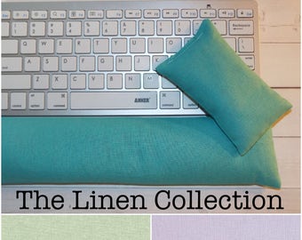 Linen - Mouse pad set - mouse wrist rest - keyboard rest - aqua, seafoam, orchid coworker gift, under 50, office accessories, desk decor