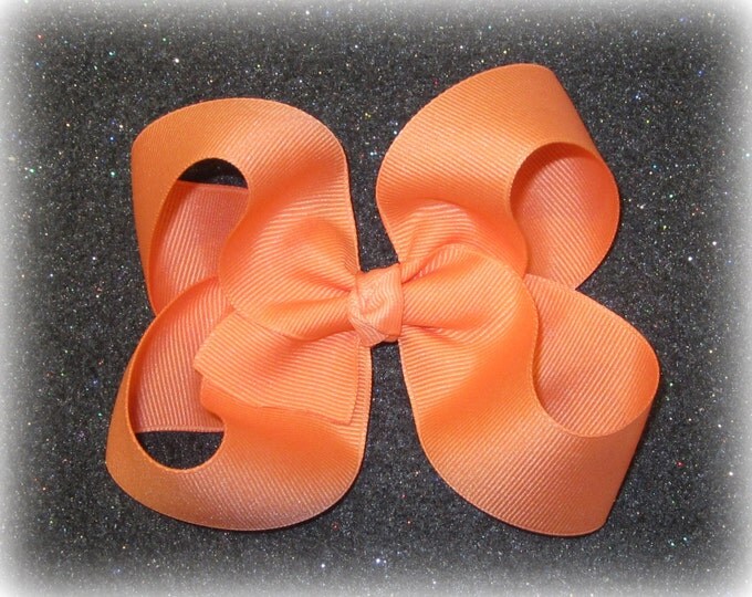 Peach Hair Bow, Large Boutique Bow, Apricot Hairbow, Classic Hairbow, 4 5 inch Bow, Single Layer Bows, Large Boutique Bow, Big bows, 45G