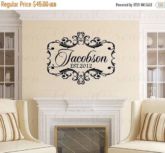 SALE Family Name Wall Decal Wedding Vinyl by OpenHeartCreations