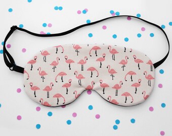 Flamingo Sleep Mask, Pink Girly Eye Mask, Salmon Fabric, Tropical Bird Accessory