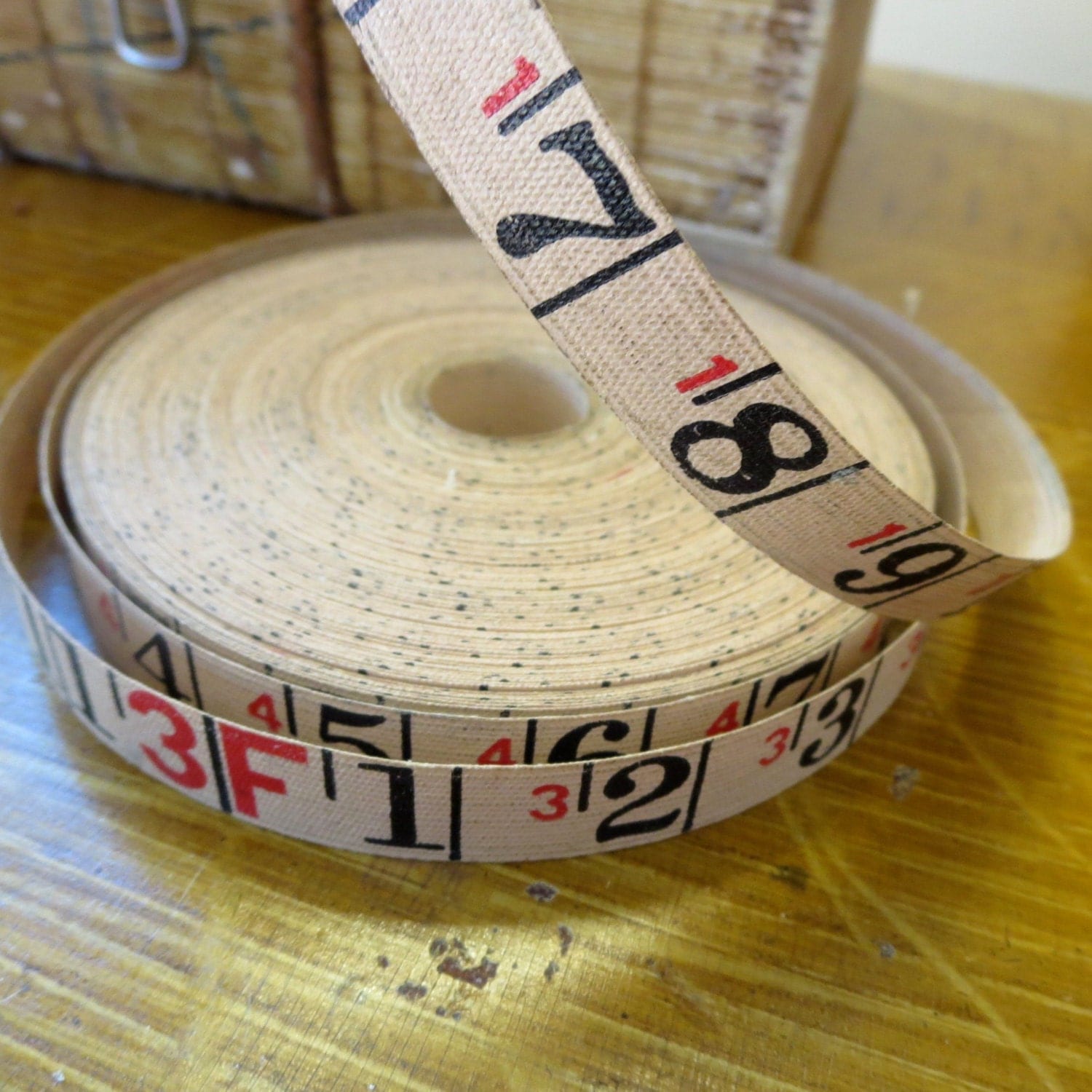 vintage linen tape measure 2 yards of measuring tape