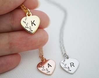Heart Personalized Necklace Initial Necklace Heart necklace Bridesmaid Gift Dainty charm necklace Bridesmaid necklace gift for her Wedding