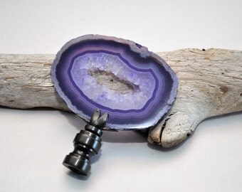 Lamp Finial - Purple Druzy Brazilian Agate