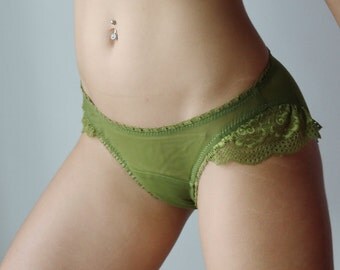 womens sheer panties with lace trim - womens lingerie range - ROMANTIC - made to order