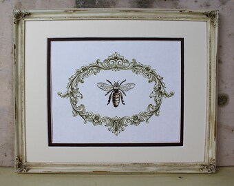 Let It Bee Encaustic Vintage French Bee Art