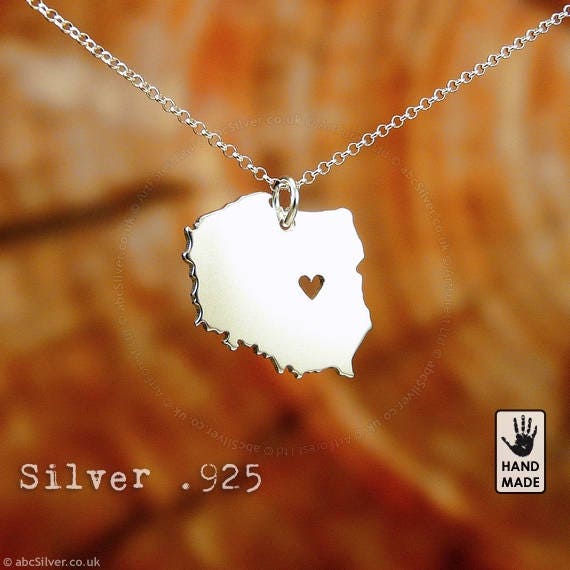 POLAND Map Handmade Personalized Sterling Silver .925 Necklace