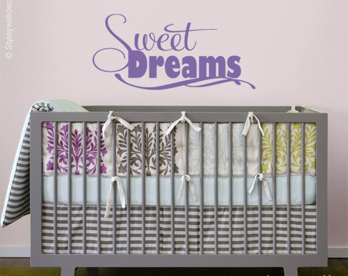 Sweet Dreams Wall Decal, Sweet Dreams Vinyl Lettering Wall Decal, Sweet Dreams Wall Sticker, Girls Boys Bedroom Baby Nursery Wall Decal