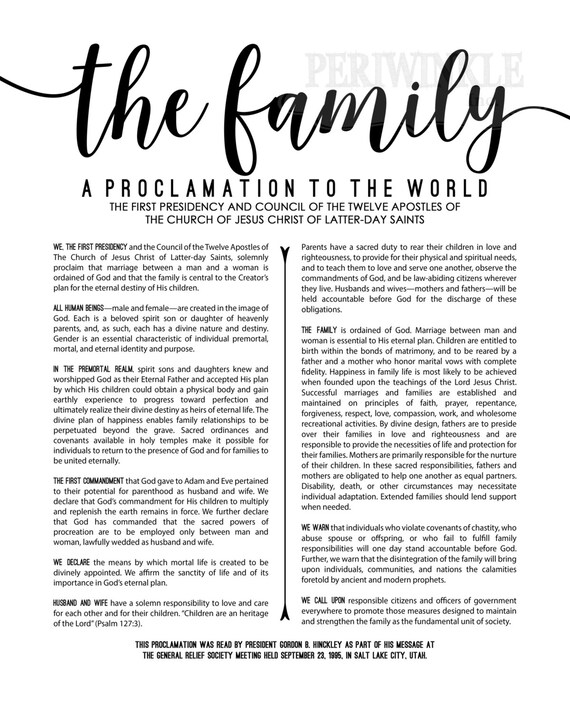 LDS Family Proclamation-Printable-Multiple Size Choices