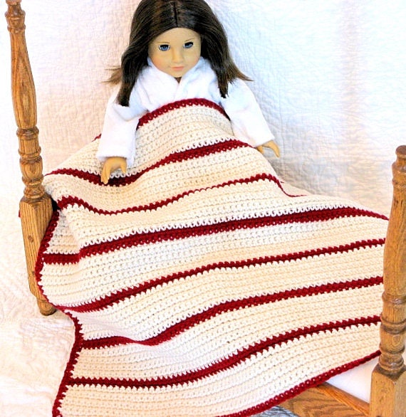 Crocheted Doll Blanket American Girl Lap Blanket Gotz 18 inch