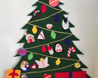 Child's Large Felt Christmas Tree with 24 Removable Ornaments and 3 Packages