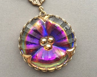 Pansy Jewelry - Flower Necklace - Glass Necklace - Flower Jewelry - Pansy Necklace - Pansies - Gift For Her - Glass Pendant - Button Pendant