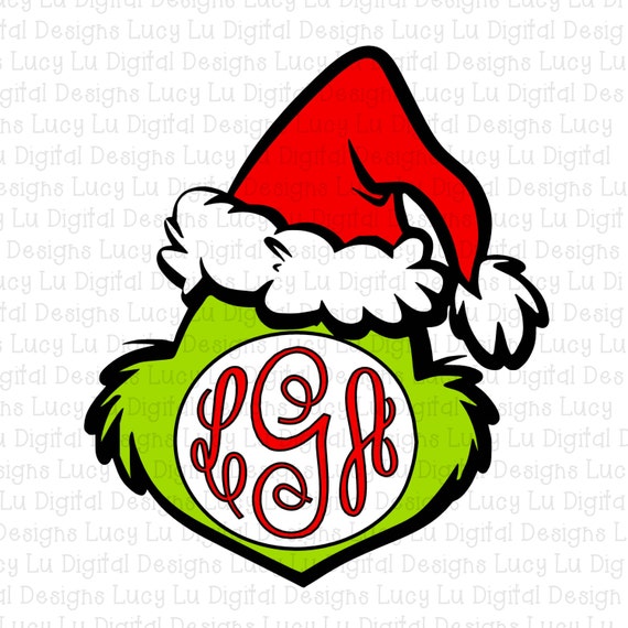 Download GRINCH MONOGRAM FRAME Digital Cut Files by LucyLuDigitalDesigns