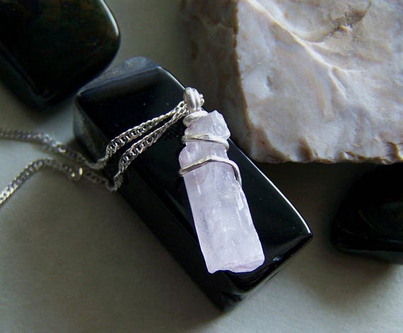 Pink Kunzite Natural Raw Crystal Pendant